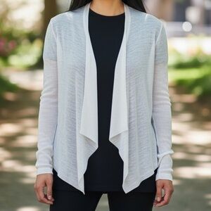 [M]Eileen Fisher White Organic Linen Women's Open Cardigan